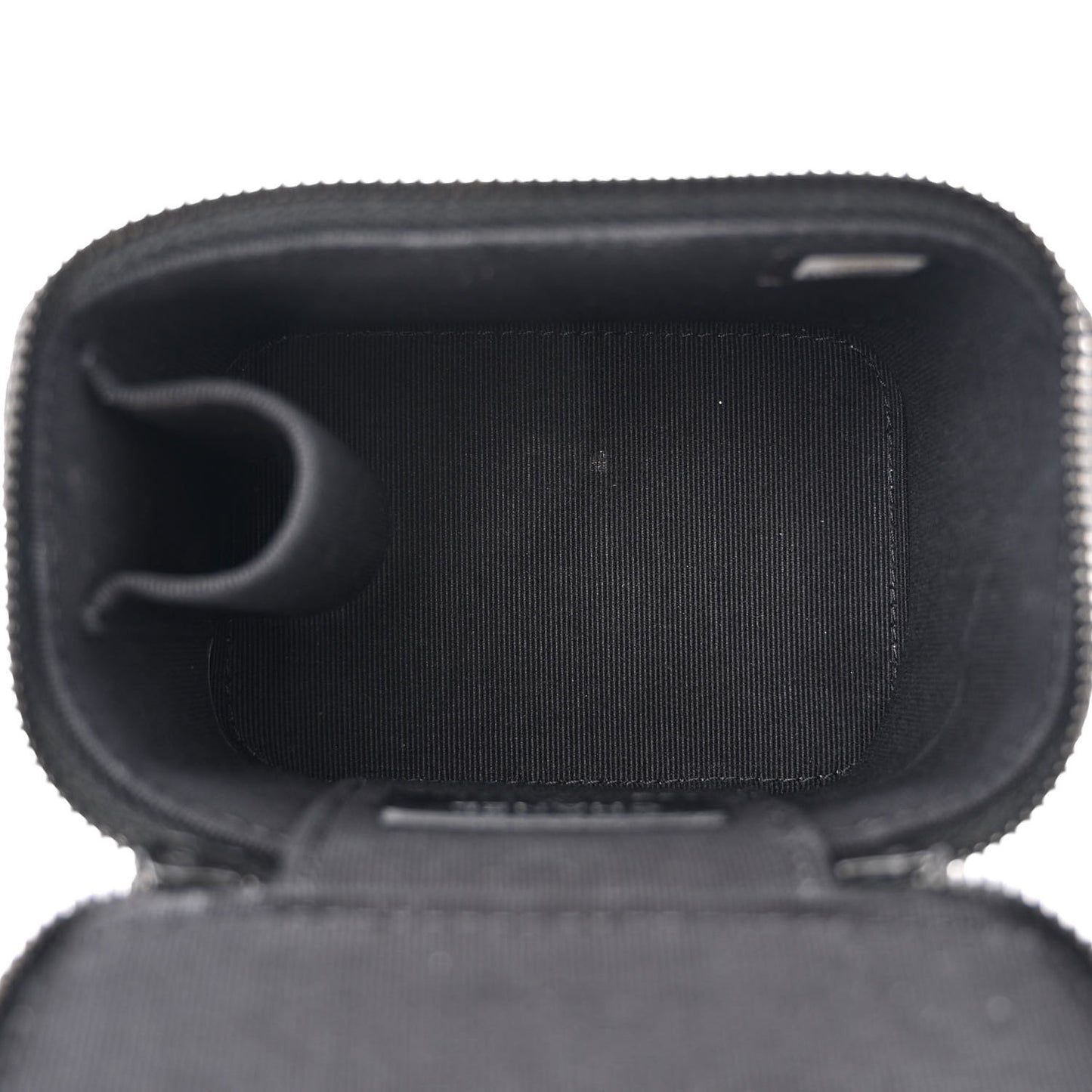 Velvet Quilted Mini Vanity Case With Chain Black