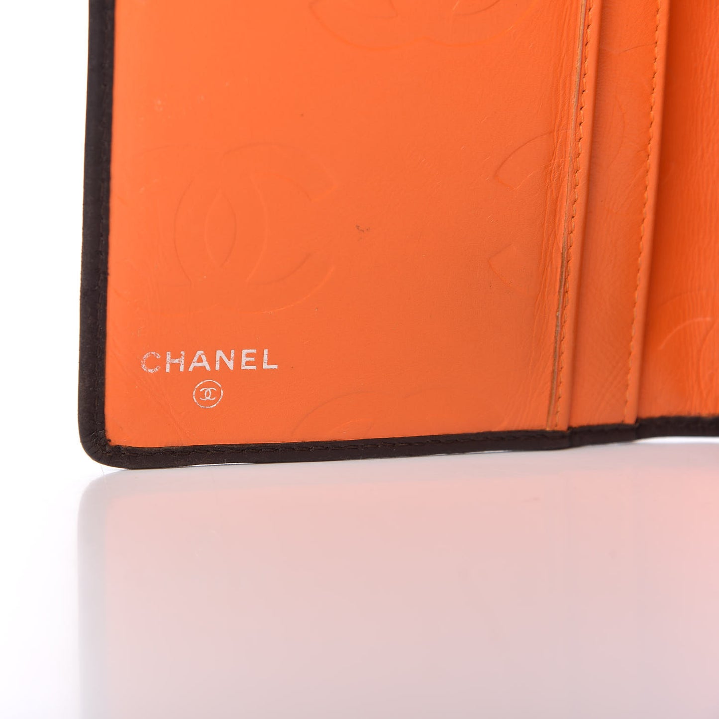 Calfskin Quilted Cambon Yen Wallet Brown Beige
