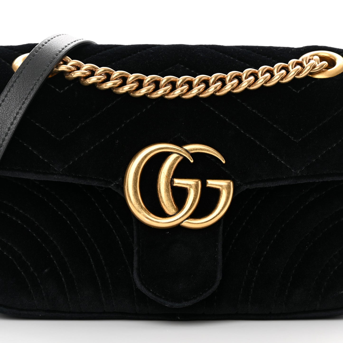 Velvet Matelasse Mini GG Marmont Shoulder Bag Black