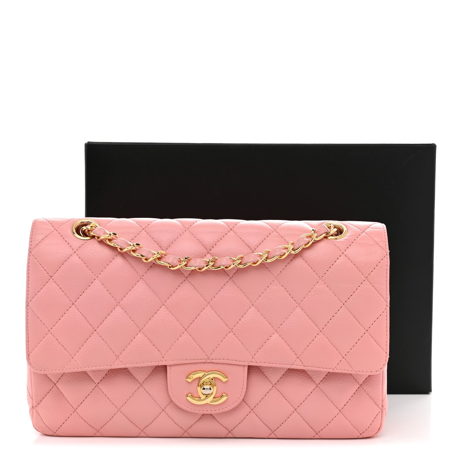 Chanel Caviar Quilted Medium Double Flap Pink 12 of 12