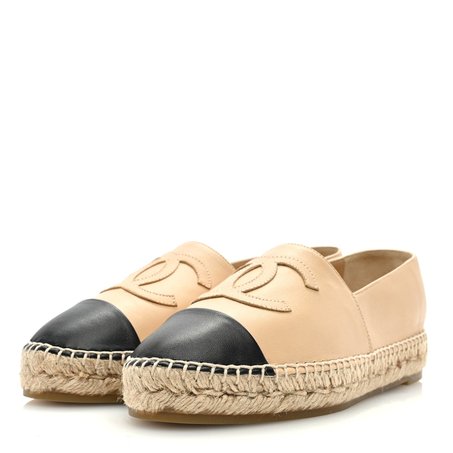 Lambskin CC Espadrilles 38 Beige Black