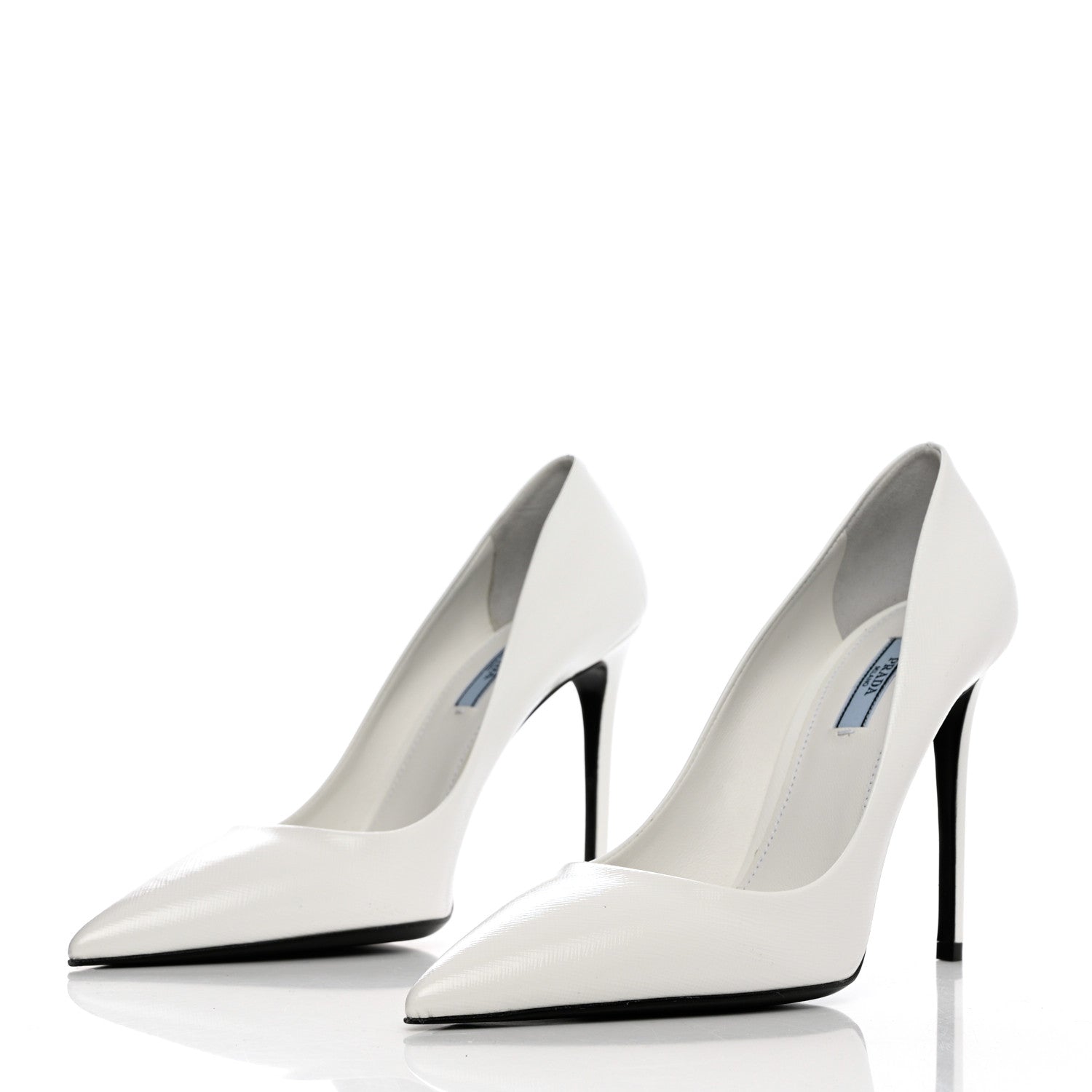 Prada Saffiano Patent Pumps 39 White 3 of 13