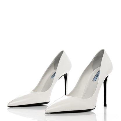 Prada Saffiano Patent Pumps 39 White 3 of 13