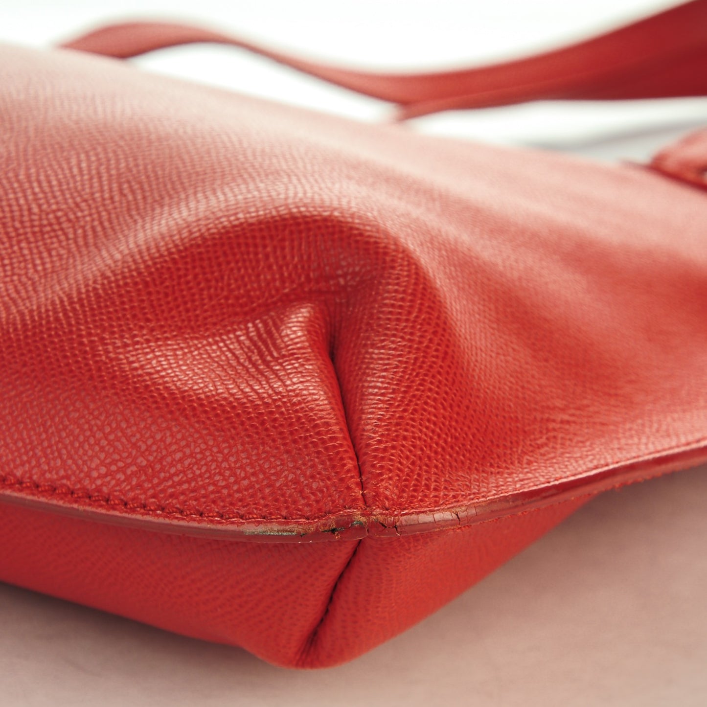 Grained Calfskin Shopping Tote Red