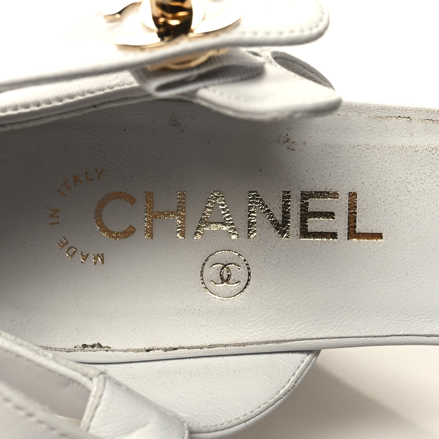Chanel Lambskin Patent Cap Toe Mary Jane Wedge Pumps 41 White Black 8 of 9