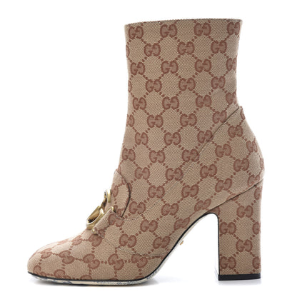 Gucci Monogram Malaga Kid GG Victoire 95mm Ankle Boots 37.5 Beige Ruggine Rust 1 of 8