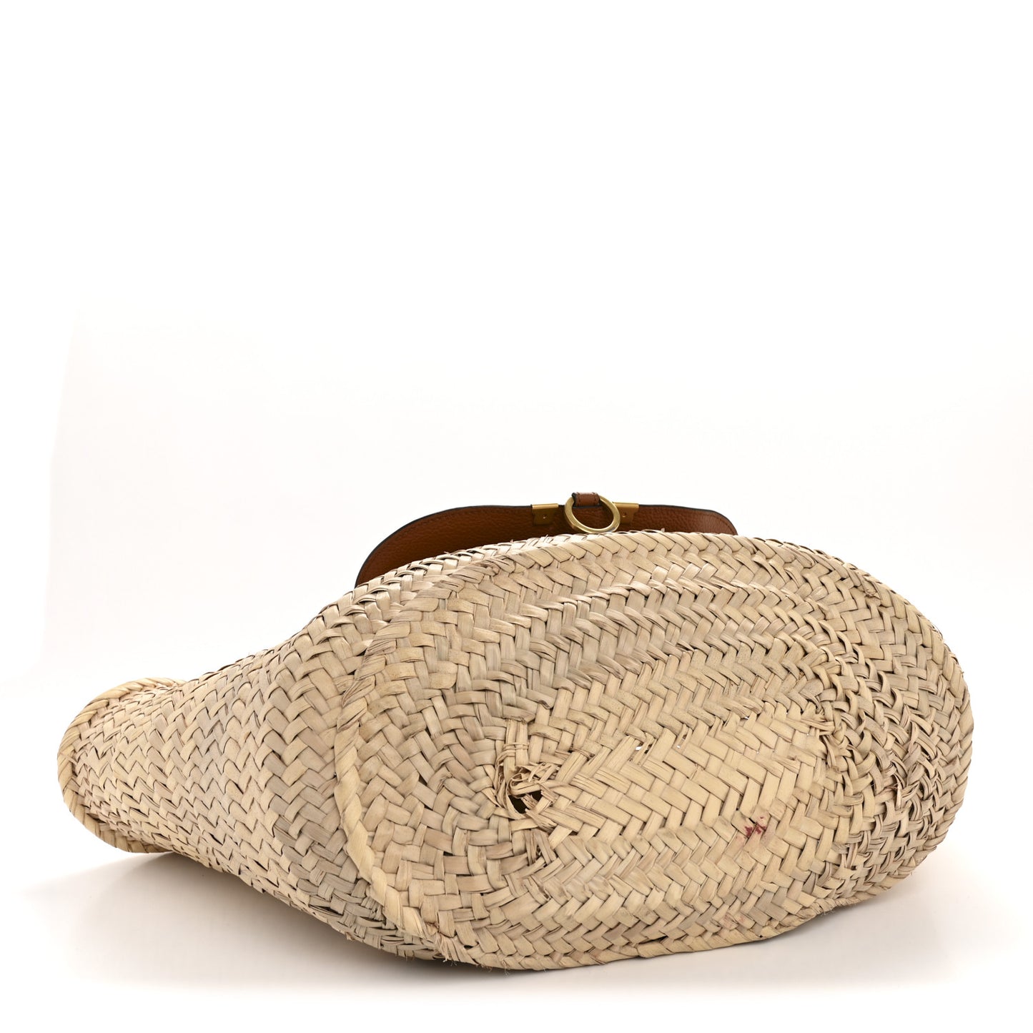 Raffia Small Grain Calfskin Medium Marcie Basket Tan
