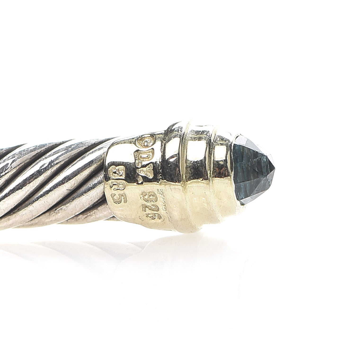 David Yurman Sterling Silver 14K Yellow Gold Blue Topaz 5mm Cable Classics Petite Color Bracelet 5 of 5