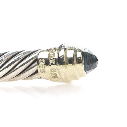 David Yurman Sterling Silver 14K Yellow Gold Blue Topaz 5mm Cable Classics Petite Color Bracelet 5 of 5