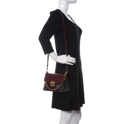 Givenchy Crinkled Patent Deerskin Suede Small GV3 Shoulder Bag Aubergine Graphite 2 of 9