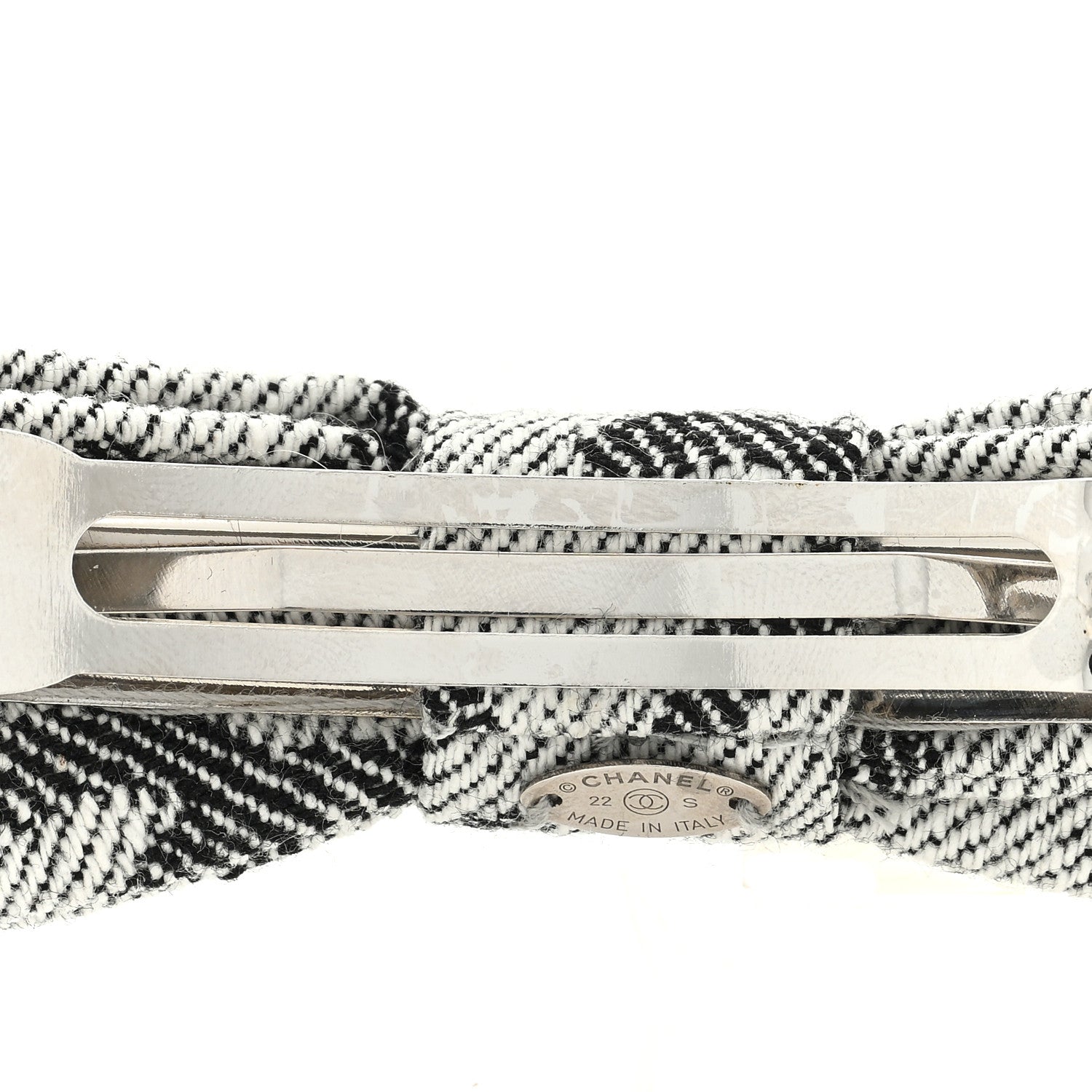 Chanel Fabric CC Hair Clip Bow Black White 4 of 4