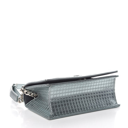 Christian Dior Metallic Patent Micro-Cannage Small Diorama Flap Bag Azur 4 of 13