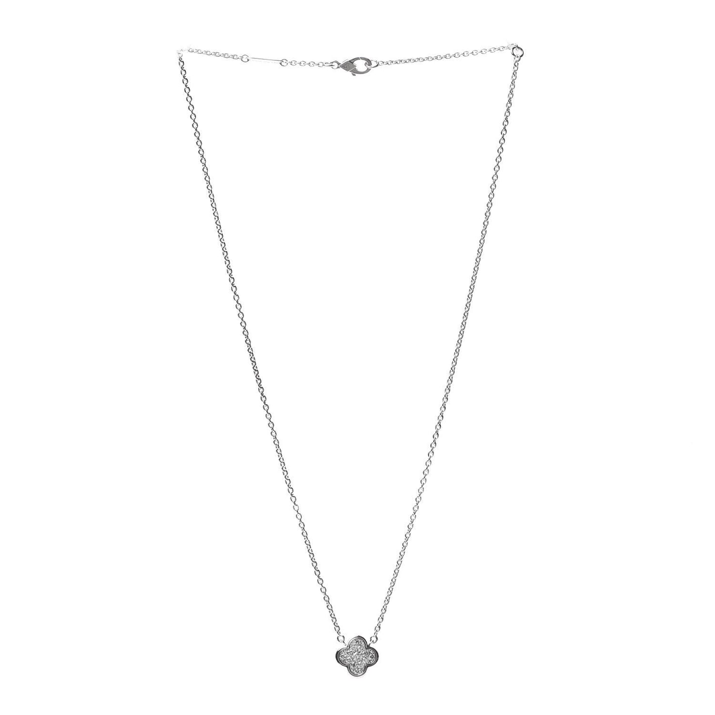 18K White Gold Diamond Pure Alhambra Pendant Necklace
