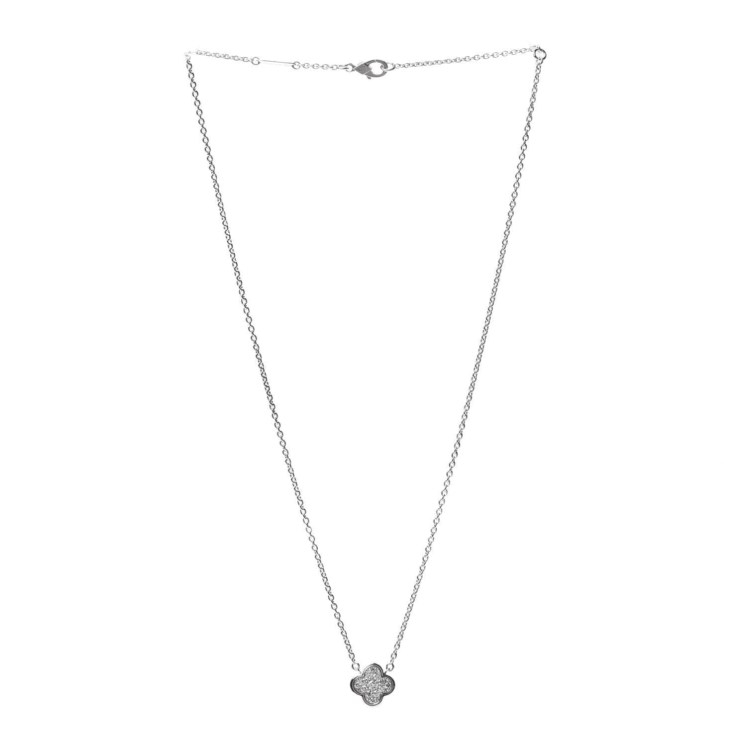 Van Cleef & Arpels 18K White Gold Diamond Pure Alhambra Pendant Necklace 3 of 8