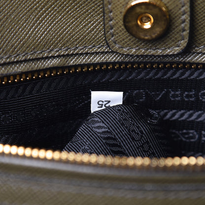 Prada Saffiano Lux Bi-Color Medium Tote Militare Black 8 of 24