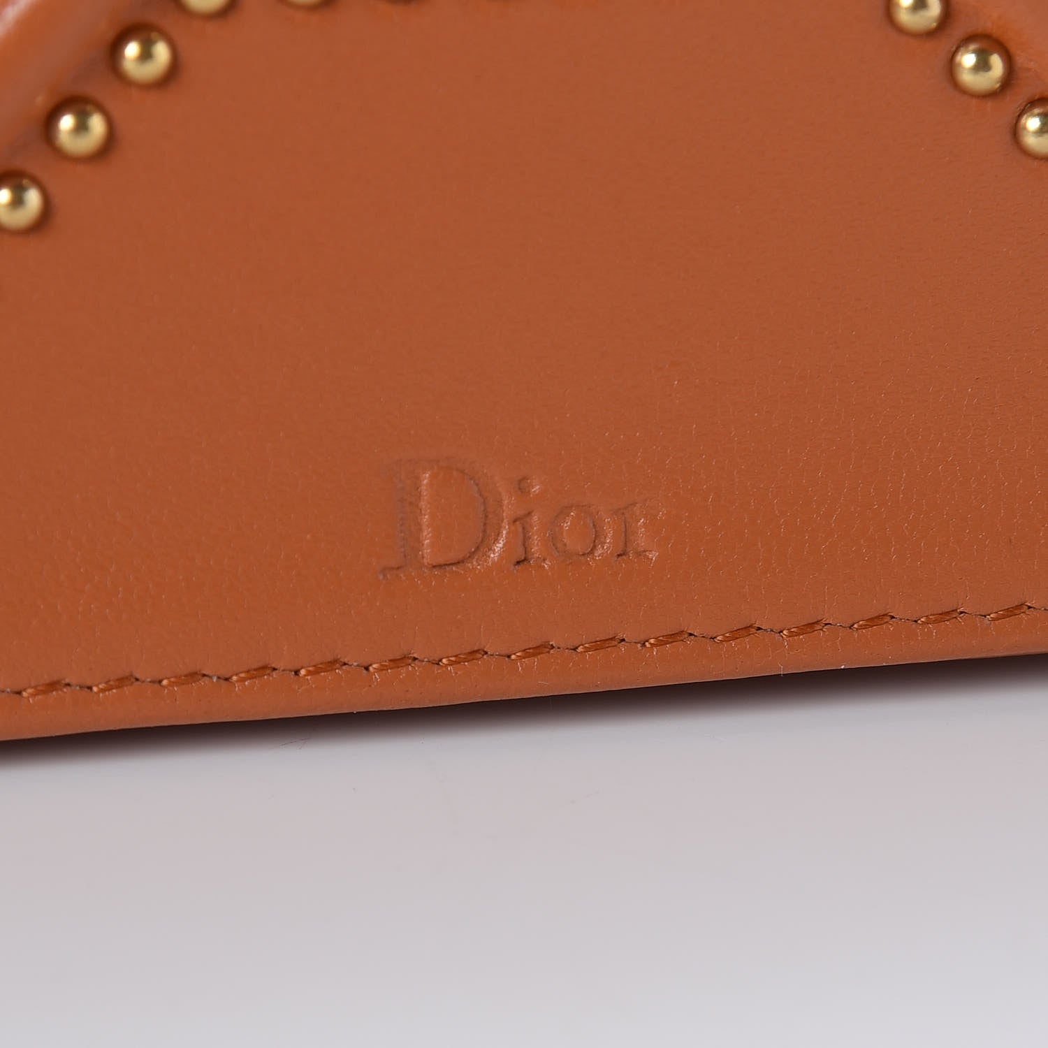 Christian Dior Calfskin Studded Diorama Top Handle Wallet on Chain Pouch Orange 9 of 14