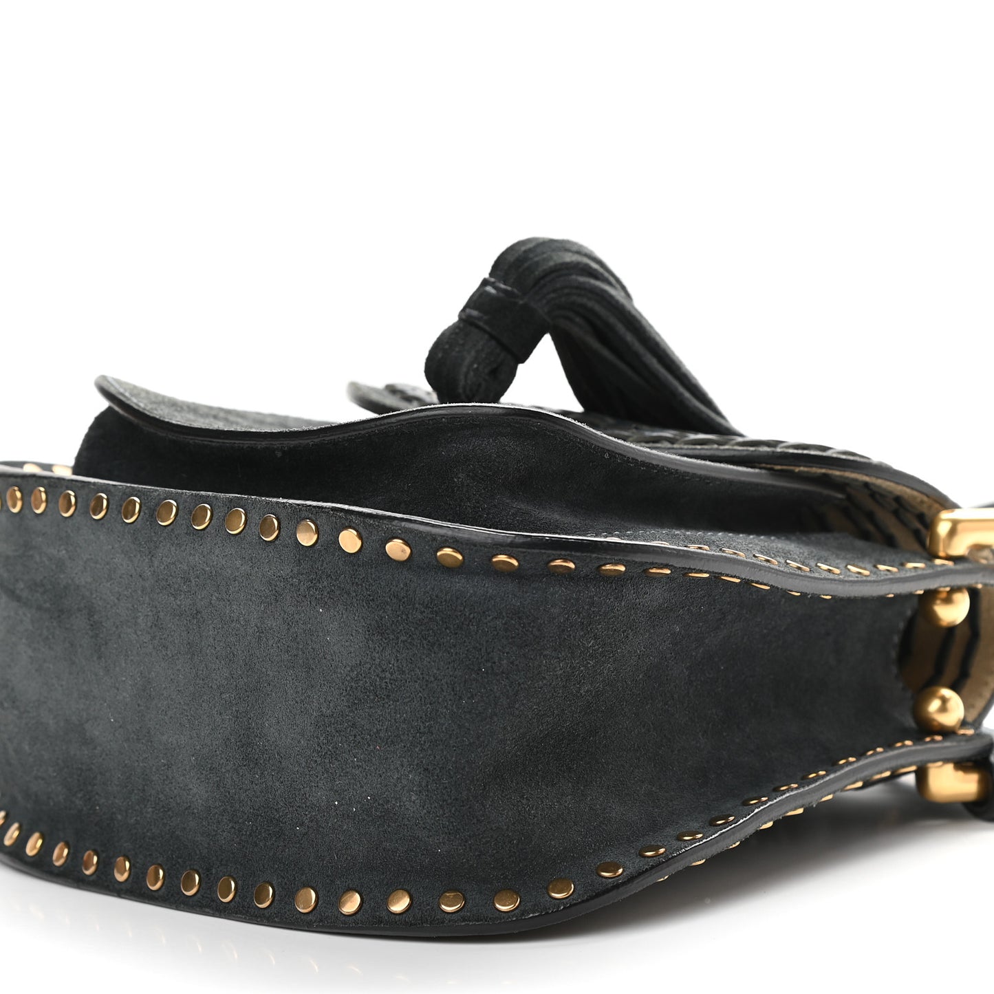 Suede Calfskin Braided Mini Hudson Shoulder Bag Full Blue