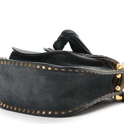 Chloe Suede Calfskin Braided Mini Hudson Shoulder Bag Full Blue 8 of 8
