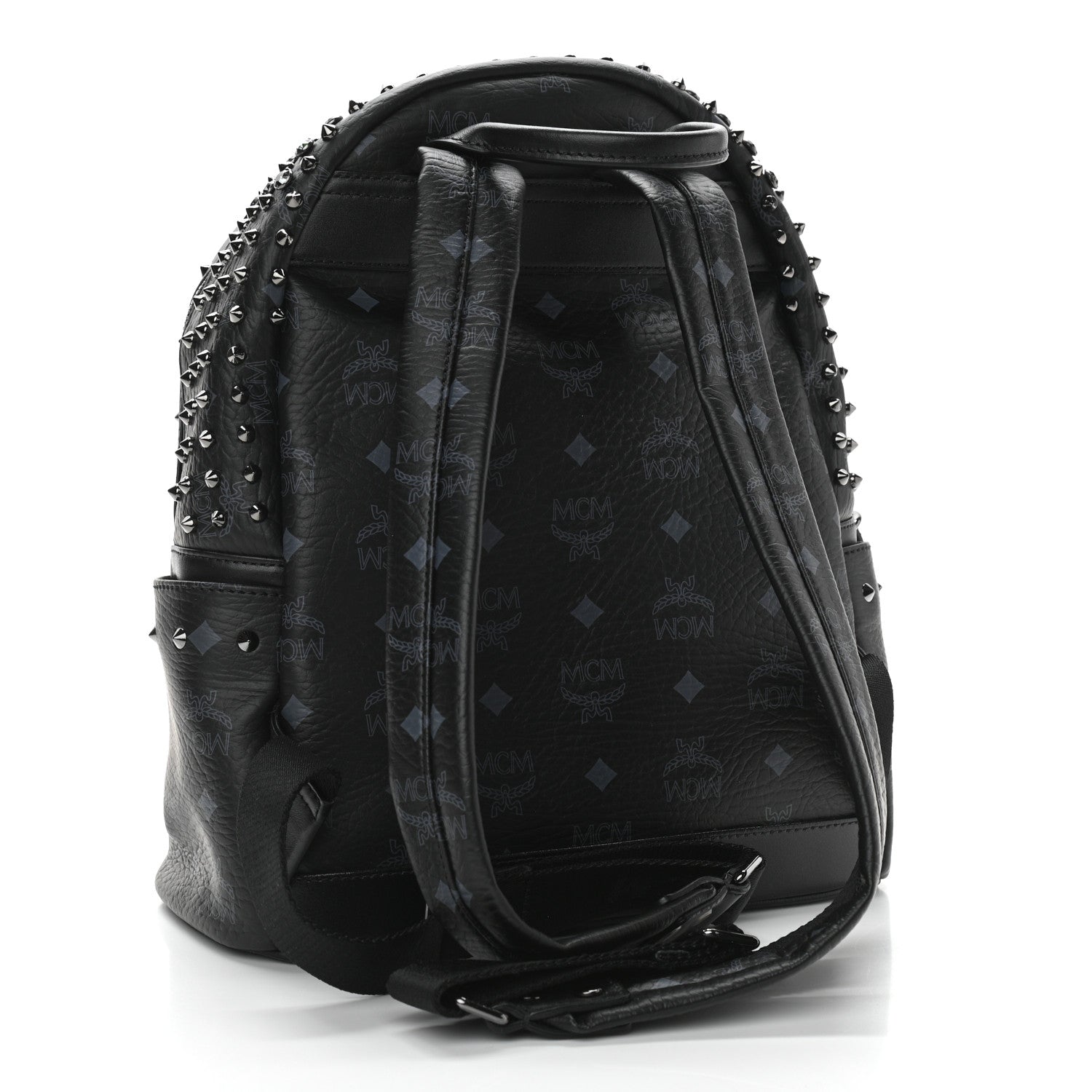 MCM Visetos Swarovski Studded Small Diamond Backpack Black 3 of 10