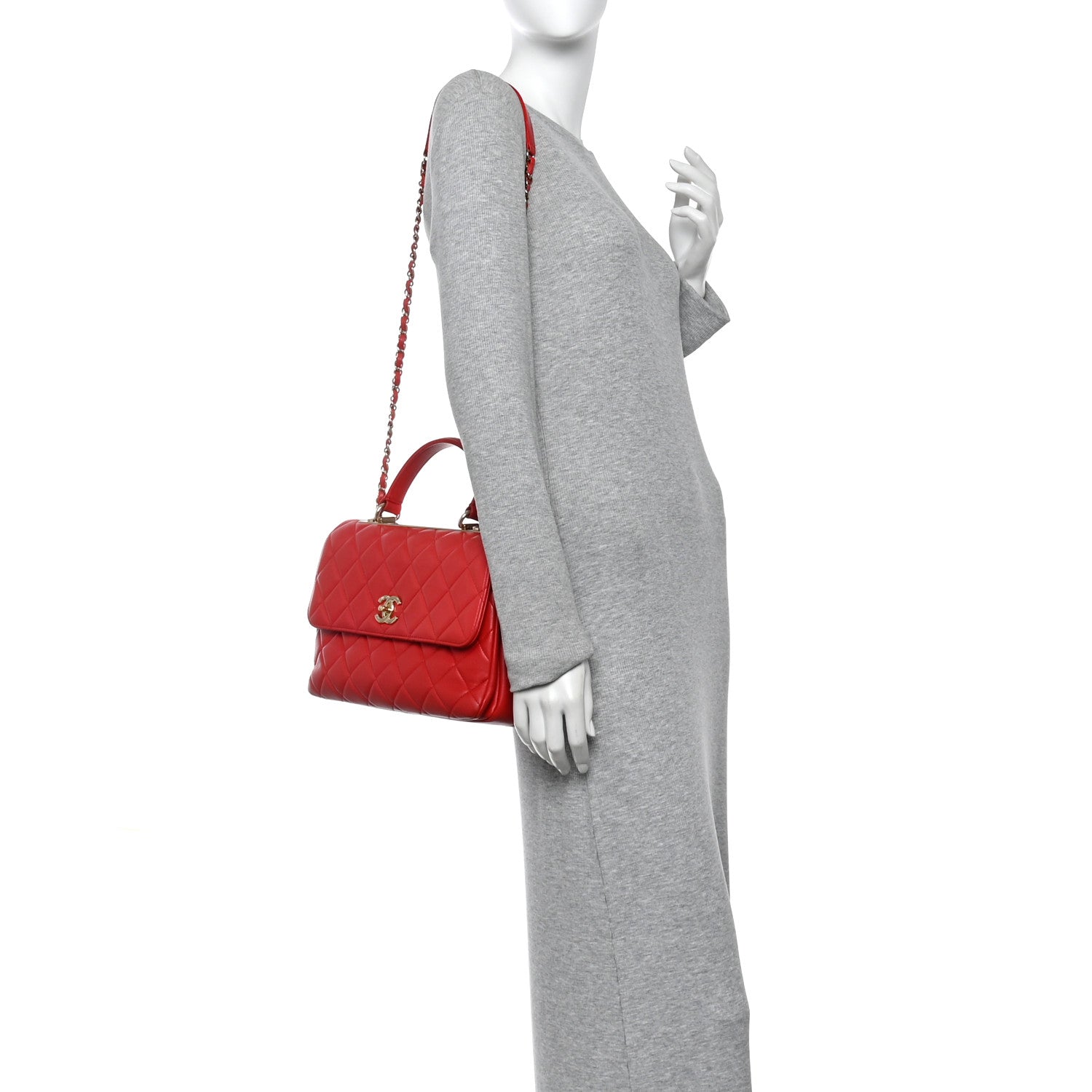 Chanel Lambskin Quilted Medium Trendy CC Flap Dual Handle Bag Red 2 of 10