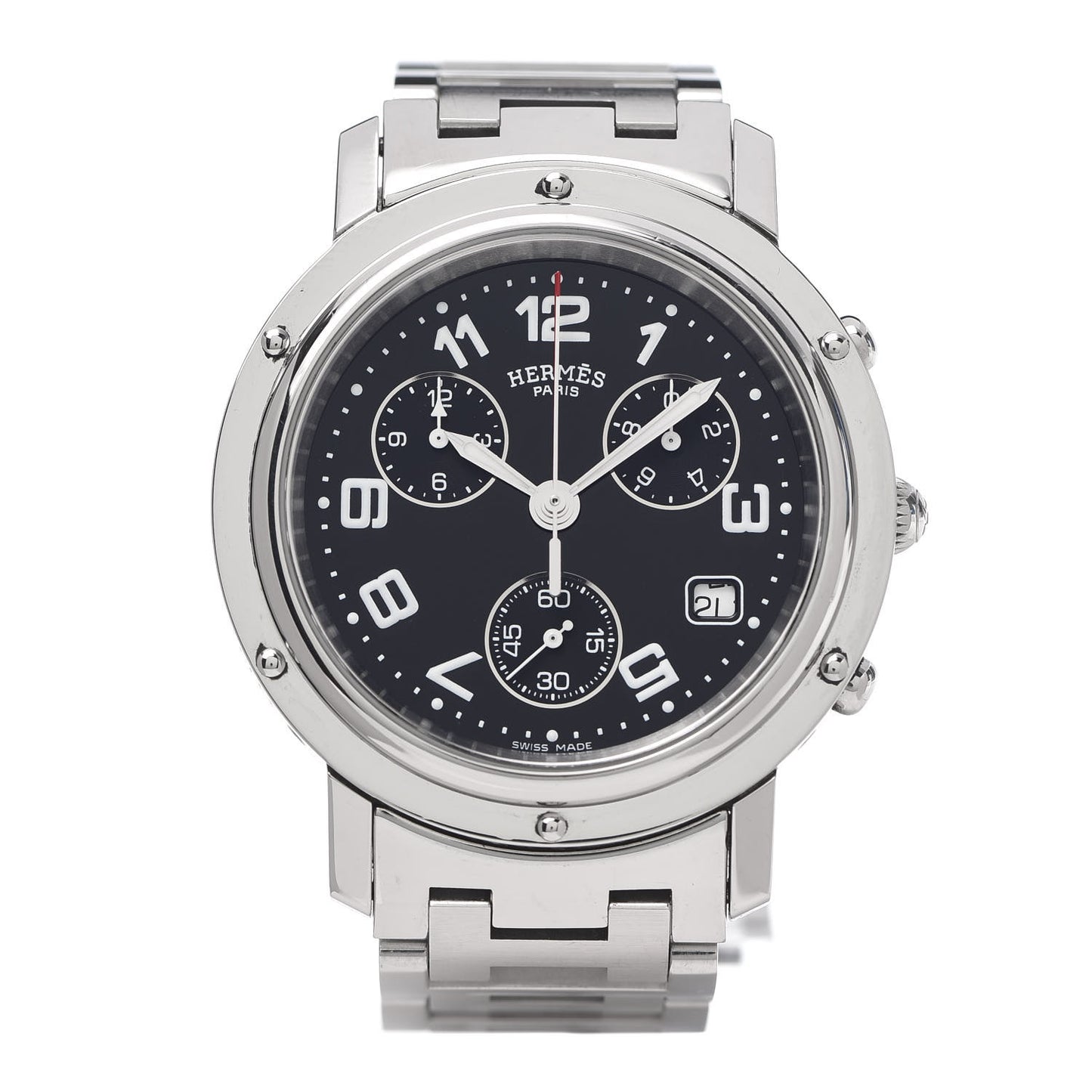 Stainless Steel 38mm Clipper Chronograph Quartz Watch Black