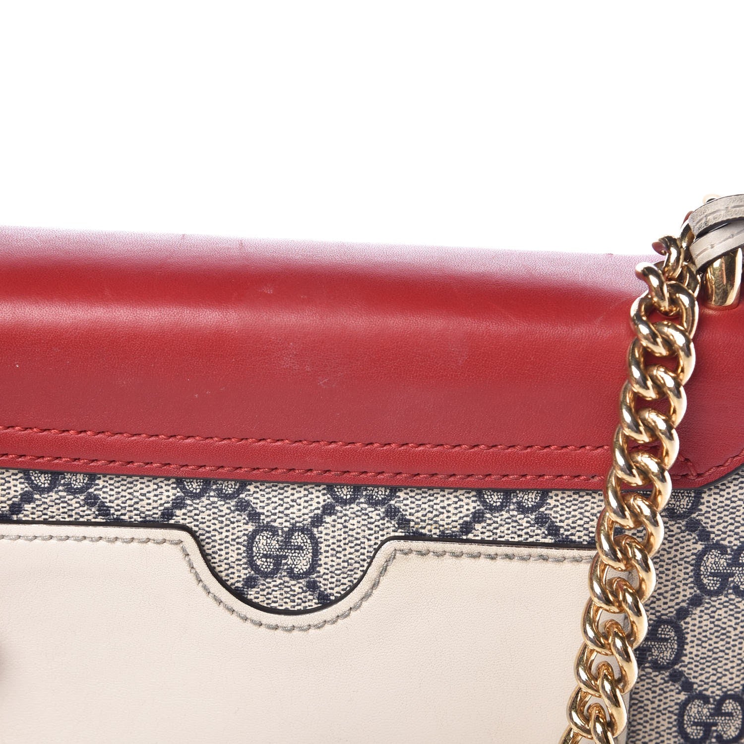 Gucci GG Supreme Monogram Moon Calfskin Small Padlock Shoulder Bag Beige Blue Hibiscus Red Mystic White 15 of 16