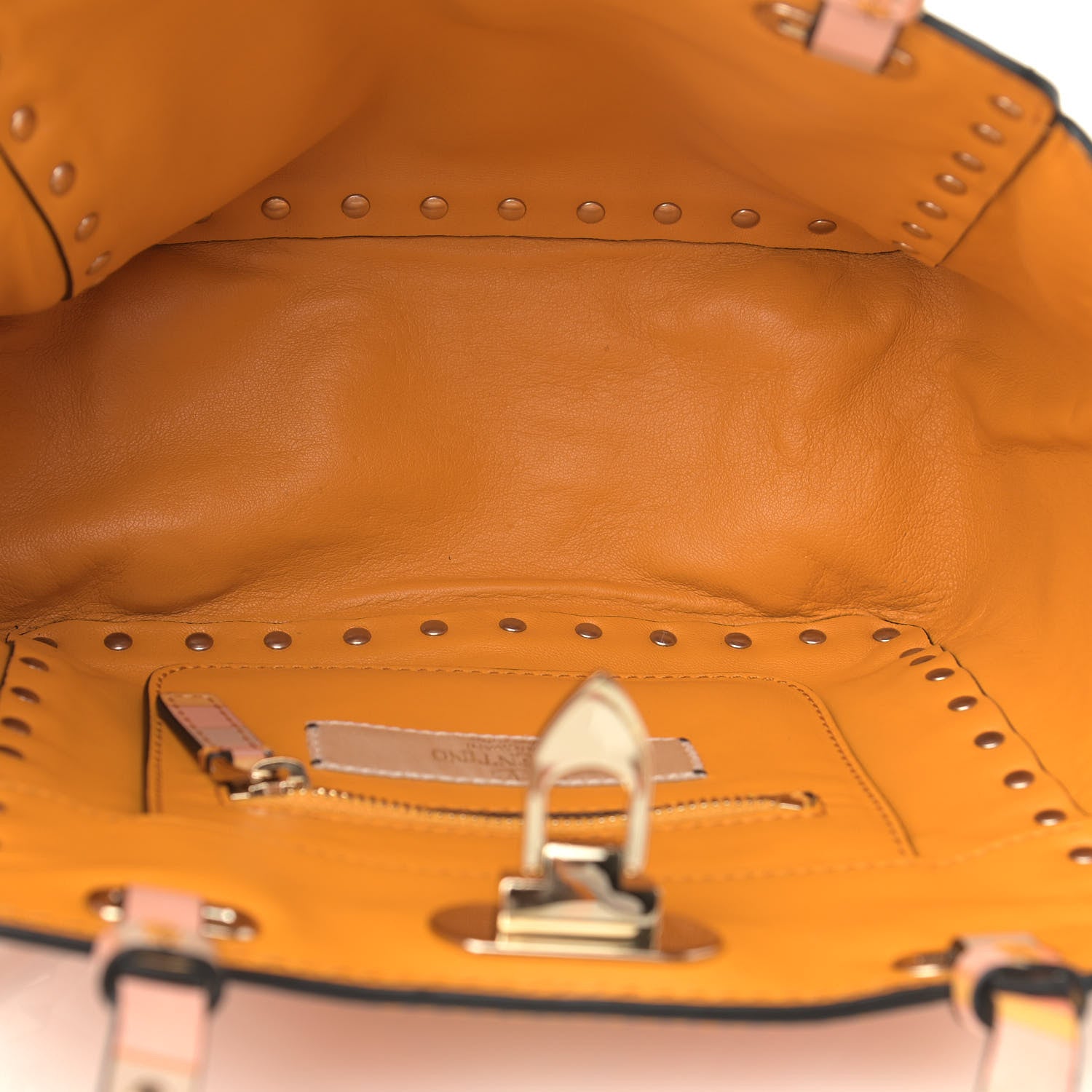 Valentino Garavani Vitello Native Couture 1975 Mini Rockstud Tote Mandarin Sorbet 5 of 9