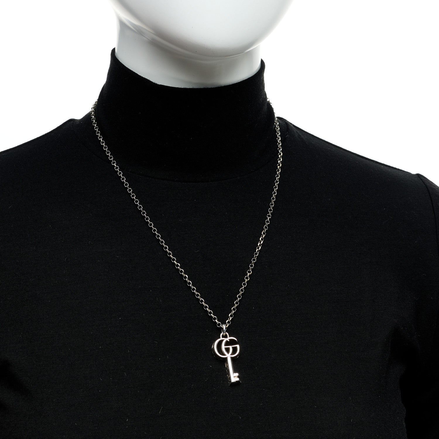 Gucci Sterling Silver Double G Key Pendant Necklace 2 of 6