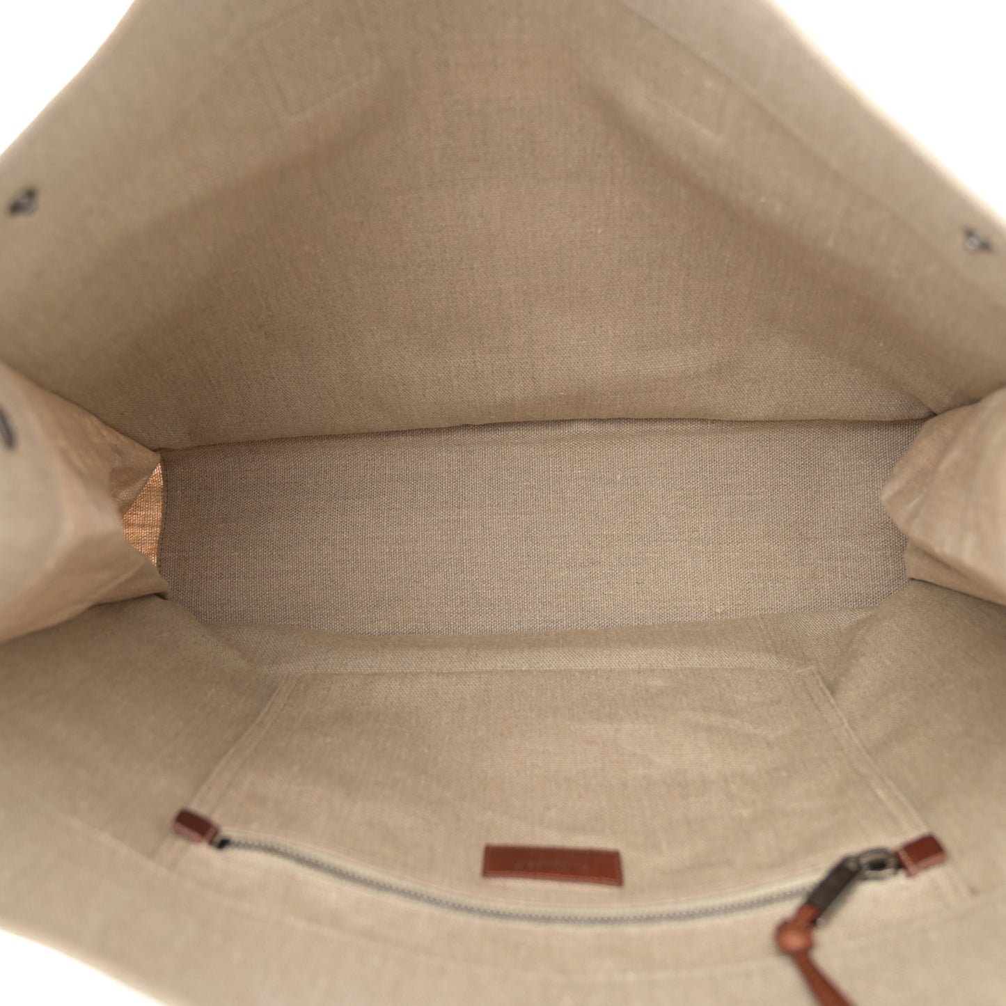 Linen Calfskin Small Rive Gauche Tote Brown