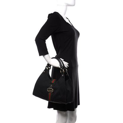 Gucci Monogram Web Junco Shoulder Bag Black 2 of 12