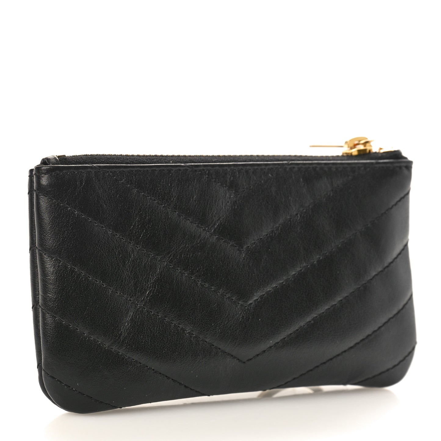 Calfskin Matelasse Monogram Key Pouch Black