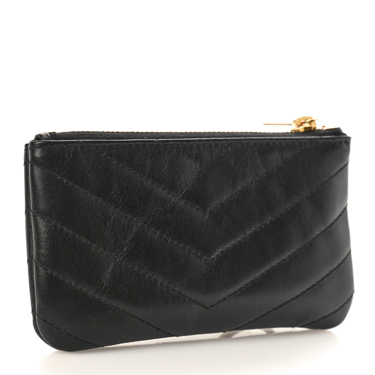 Saint Laurent Calfskin Matelasse Monogram Key Pouch Black 3 of 8