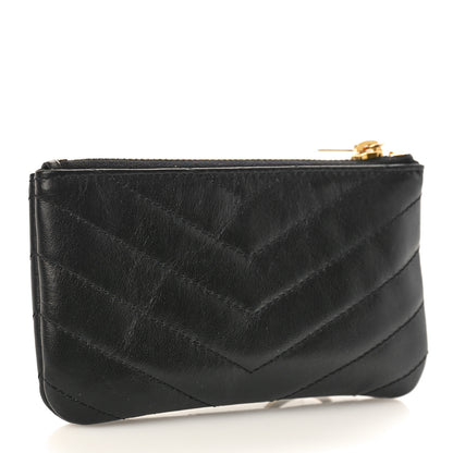 Saint Laurent Calfskin Matelasse Monogram Key Pouch Black 3 of 8