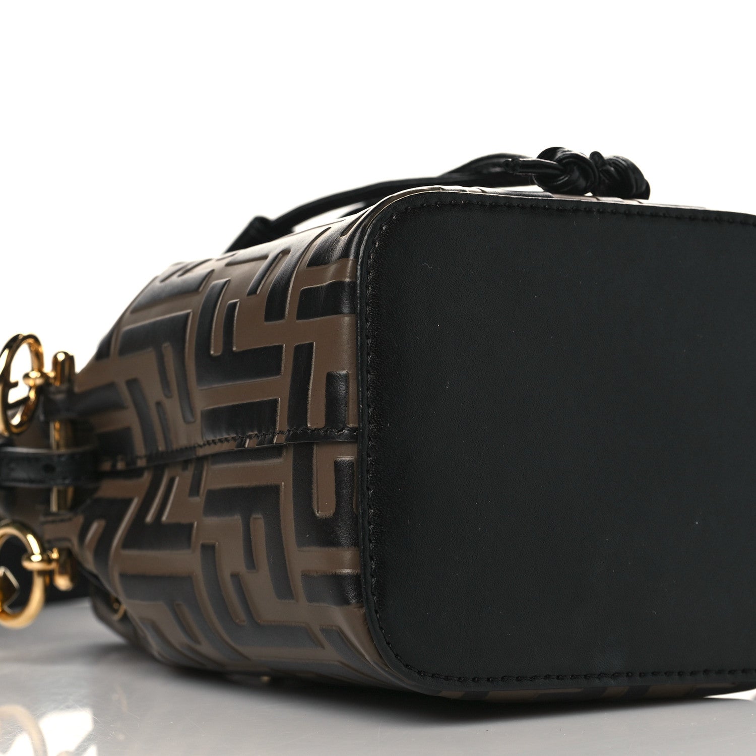 Fendi Vitello Liberty F is Fendi Bi-Color FF 1974 Embossed Mini Mon Tresor Bucket Bag Maya Black 7 of 8