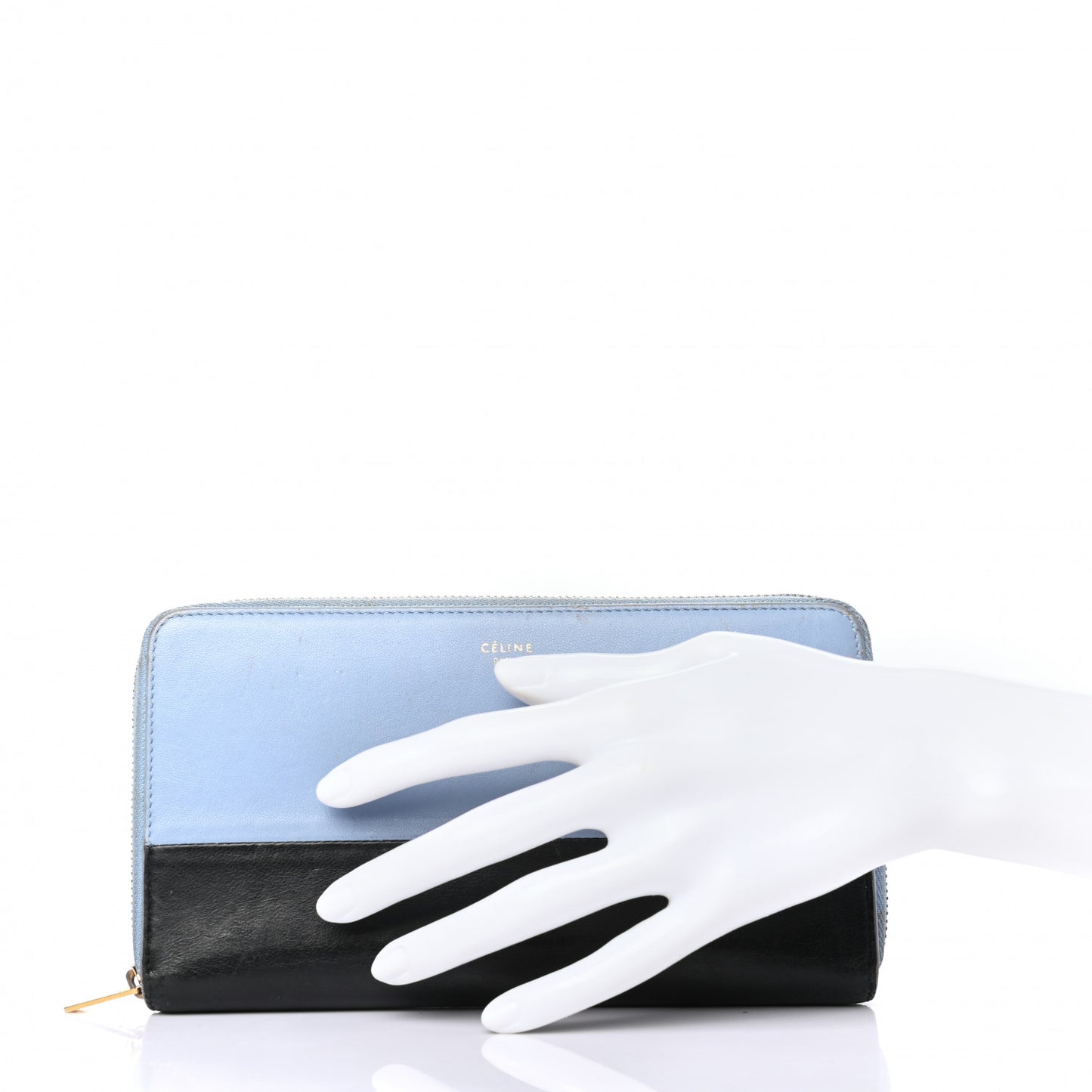 Lambskin Large Zip Around Multifunction Wallet Blue Lavender