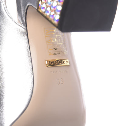 Gucci Metallic Nappa Crystal Square G Madelyn Slingbacks 36 Silver 9 of 11