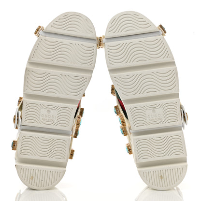 Gucci Calfskin Removable Crystals Bee Embroidered Ace Platform Sneakers 35 White 5 of 12