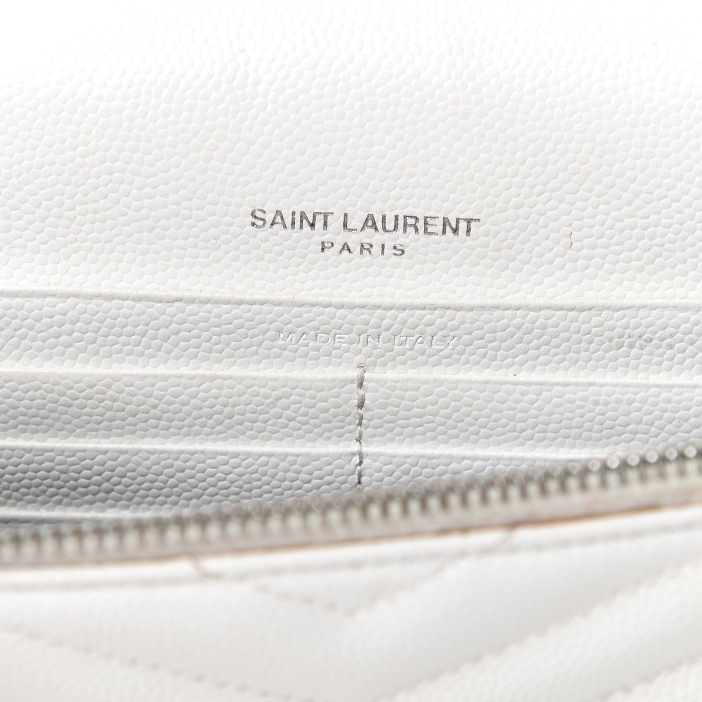 Grain De Poudre Matelasse Chevron Monogram Envelope Chain Wallet Optical White