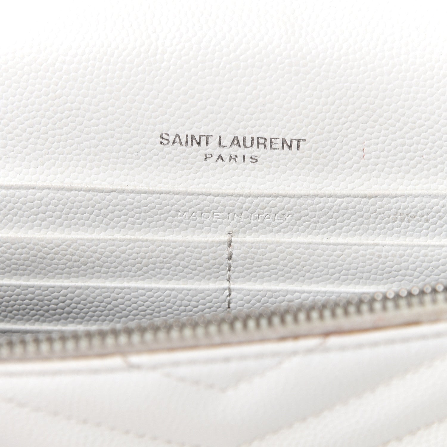 Saint Laurent Grain De Poudre Matelasse Chevron Monogram Envelope Chain Wallet Optical White 5 of 12