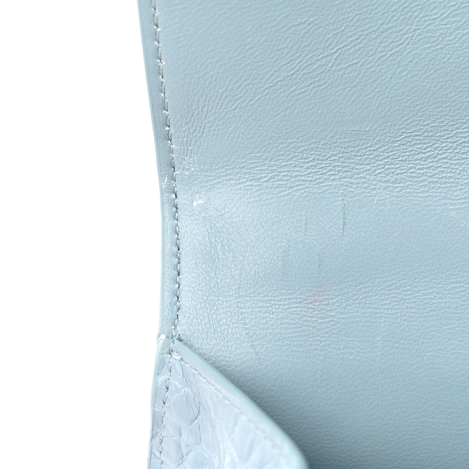 Balenciaga Shiny Calfskin Crocodile Embossed Hourglass Top Handle Bag XS Blue Grey 13 of 15