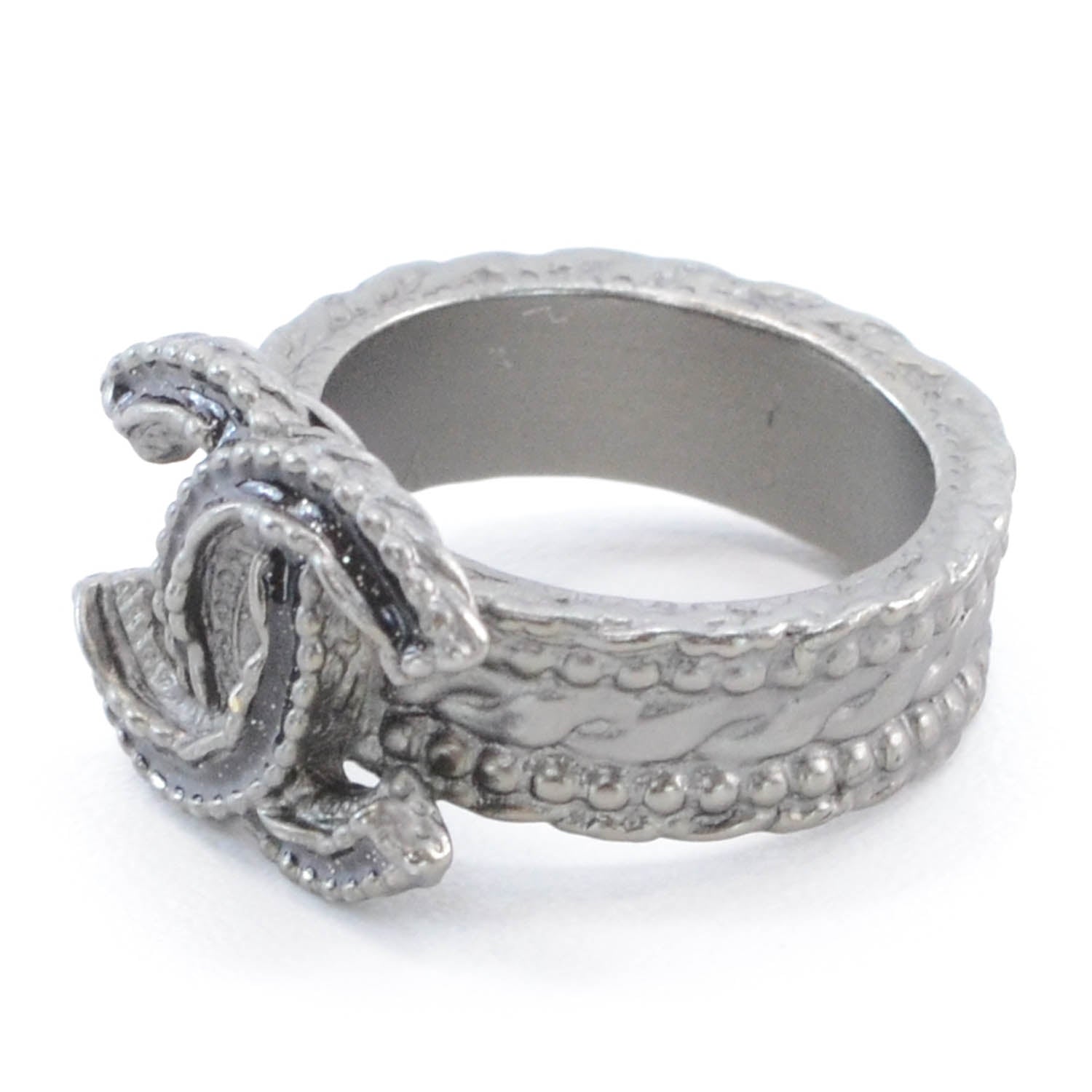 Chanel Metal Glitter Enamel CC Ring 6 3 of 5