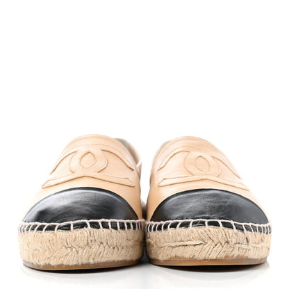 Chanel Lambskin CC Espadrilles 39 Beige Black 2 of 12