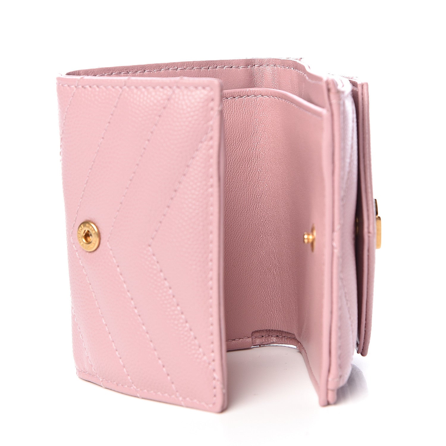 Saint Laurent Grain De Poudre Matelasse Chevron Monogram Tiny Wallet Tender Pink 5 of 8