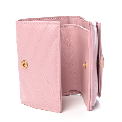 Saint Laurent Grain De Poudre Matelasse Chevron Monogram Tiny Wallet Tender Pink 5 of 8