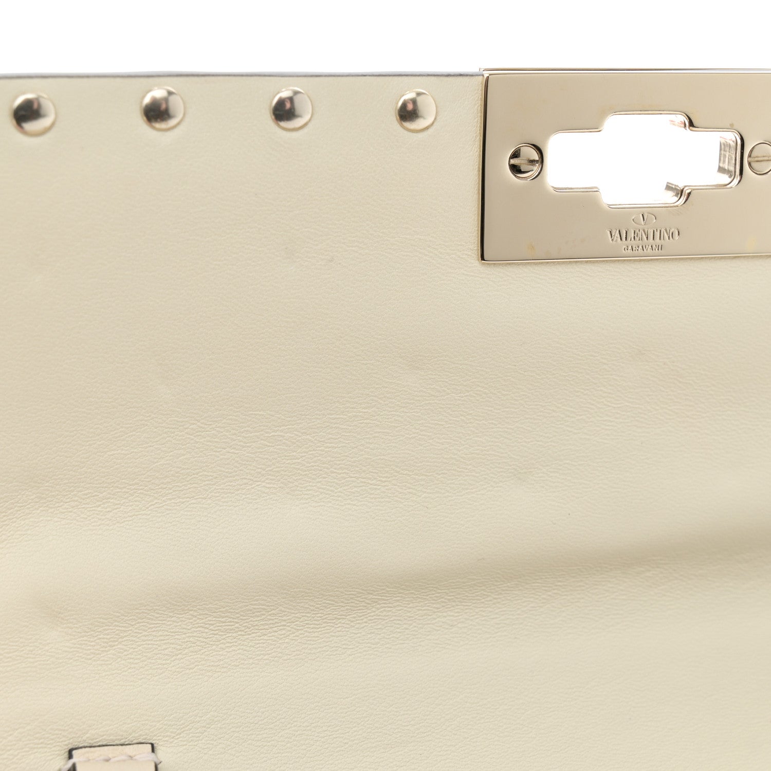 Valentino Garavani Lambskin Rockstud Spike Wallet on Chain Light Ivory 10 of 10