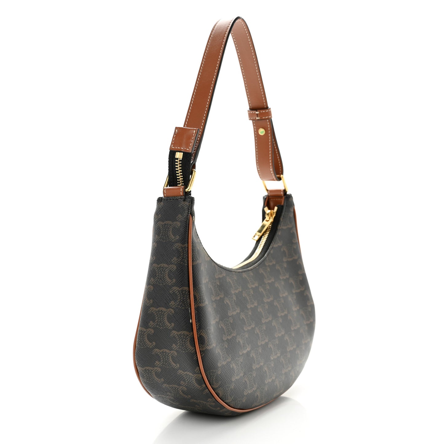 Triomphe Canvas Calfskin Ava Shoulder Bag Tan