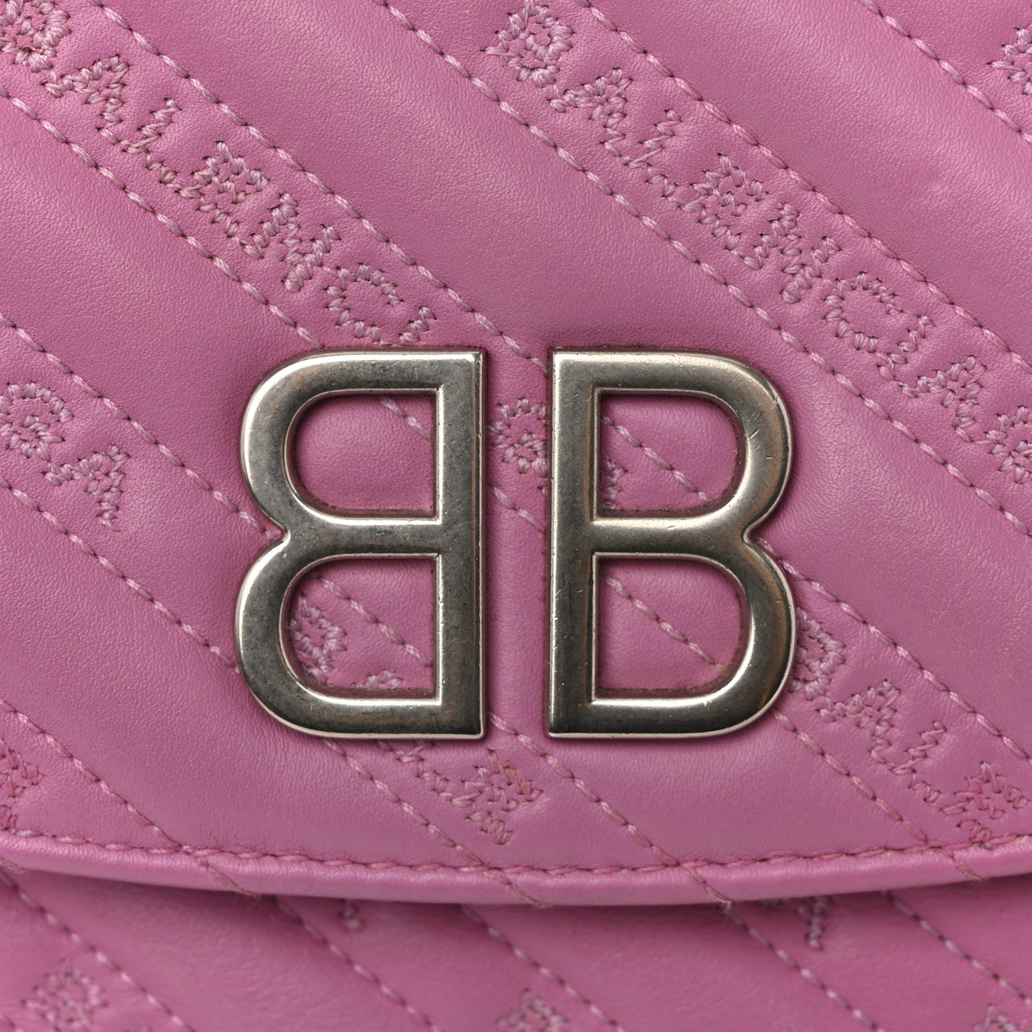 Calfskin Logo Matelasse M BB Chain Shoulder Bag Pink
