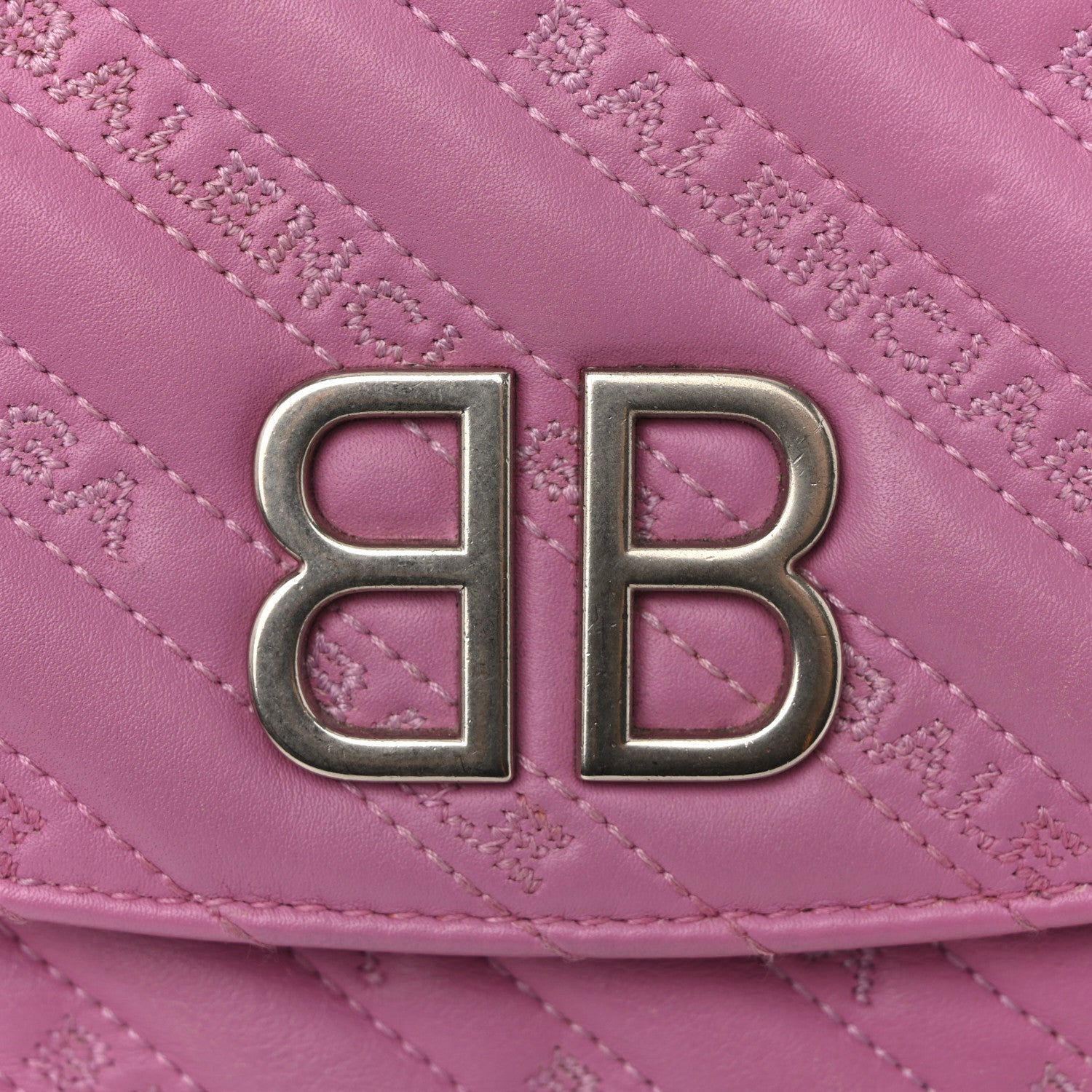 Balenciaga Calfskin Logo Matelasse M BB Chain Shoulder Bag Pink 11 of 14