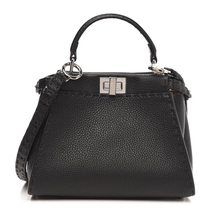 Fendi Cuoio Romano Selleria Bi-Color Mini Peekaboo Iconic Satchel Black Mou 1 of 11