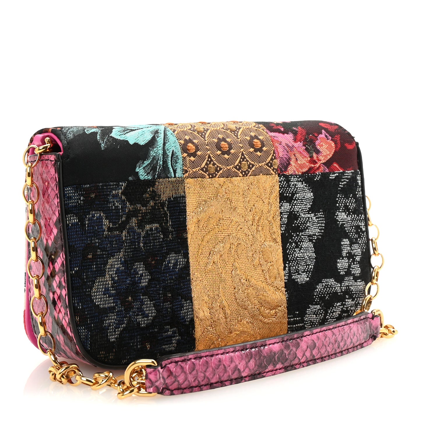 Patchwork Snakeskin Brocade DG Girls Chain Shoulder Bag Multicolor